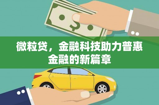 高要微粒贷，金融科技助力普惠金融的新篇章