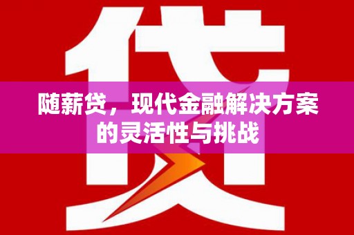 高要随薪贷，现代金融解决方案的灵活性与挑战