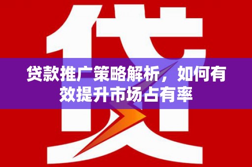 高要贷款推广策略解析，如何有效提升市场占有率