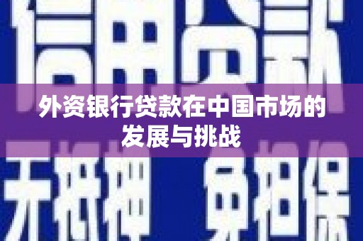 高要外资银行贷款在中国市场的发展与挑战