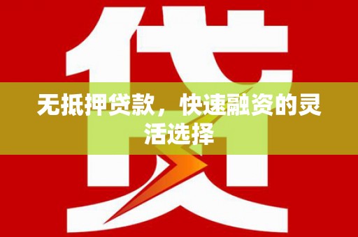 高要无抵押贷款，快速融资的灵活选择