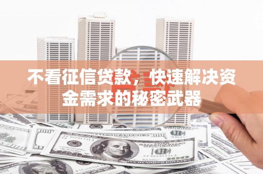 高要不看征信贷款，快速解决资金需求的秘密武器