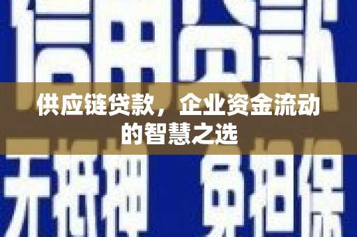 高要供应链贷款，企业资金流动的智慧之选