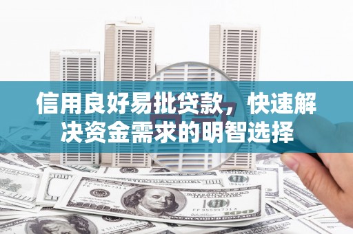 高要信用良好易批贷款，快速解决资金需求的明智选择