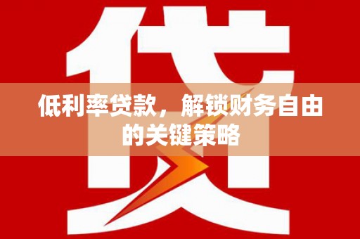 高要低利率贷款，解锁财务自由的关键策略