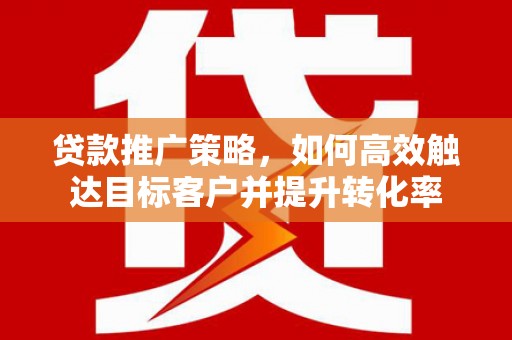 高要贷款推广策略，如何高效触达目标客户并提升转化率