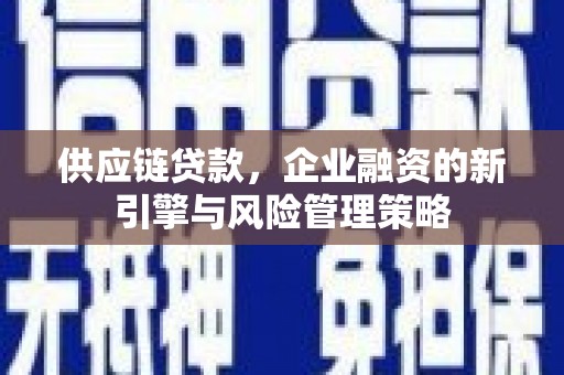 高要供应链贷款，企业融资的新引擎与风险管理策略