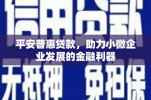 高要平安普惠贷款，助力小微企业发展的金融利器