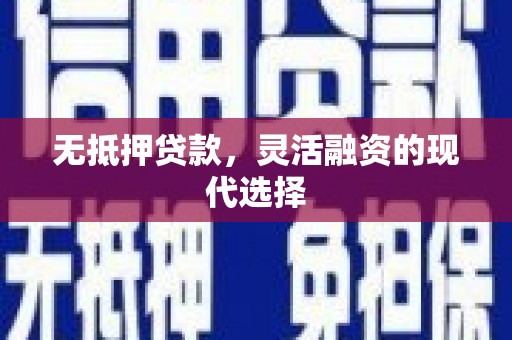 高要无抵押贷款，灵活融资的现代选择